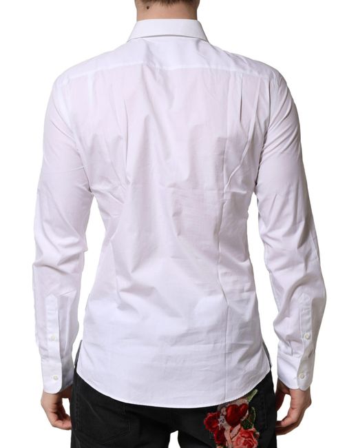 Dolce & Gabbana White Poplin Cotton Formal Dress Shirt for men