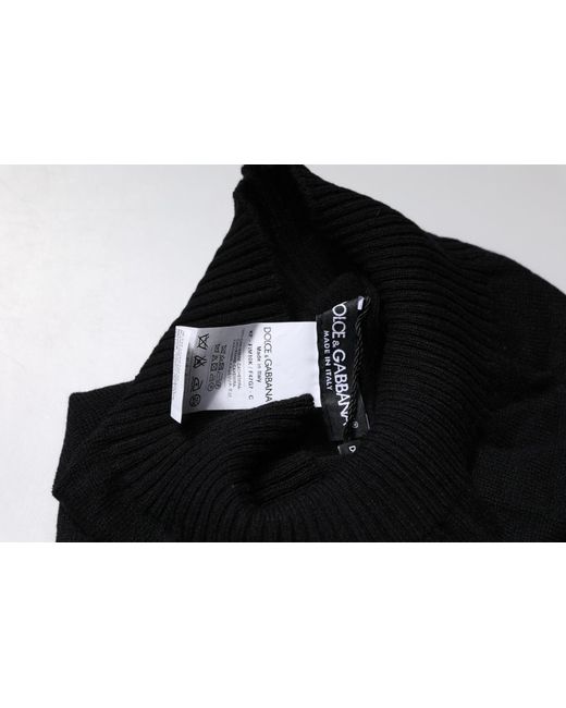 Dolce & Gabbana Black Cashmere Knitted Neck Warmer Foulard Scarf for men