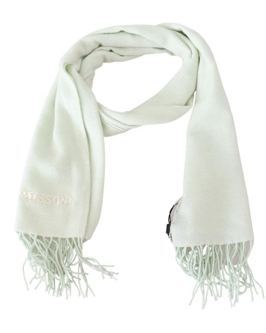 Missoni Black Light Pattern Cashmere Wrap Fringes Scarf