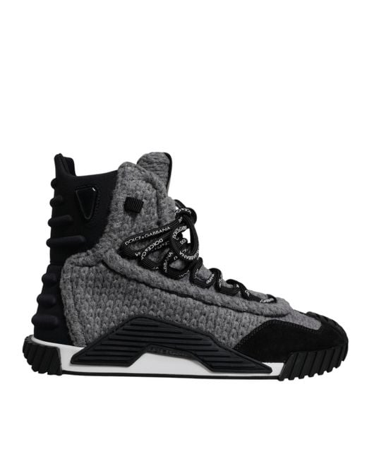 Dolce & Gabbana Gray Black Ns1 High Top Boots Sneakers Shoes