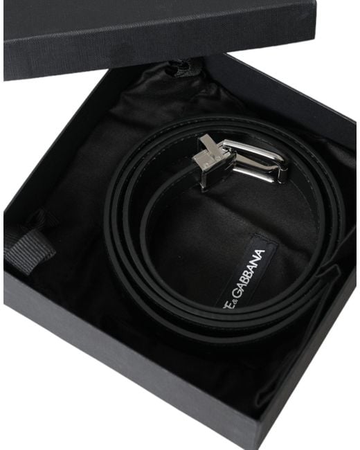 Dolce & Gabbana Black Leather Silver Metal Buckle Men Belt for men