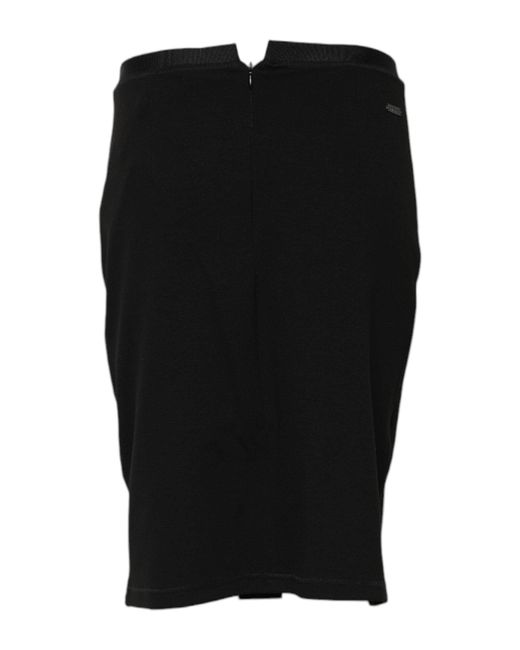 Gianfranco Ferré Black Polyester Pencil Cut Knee Length Skirt