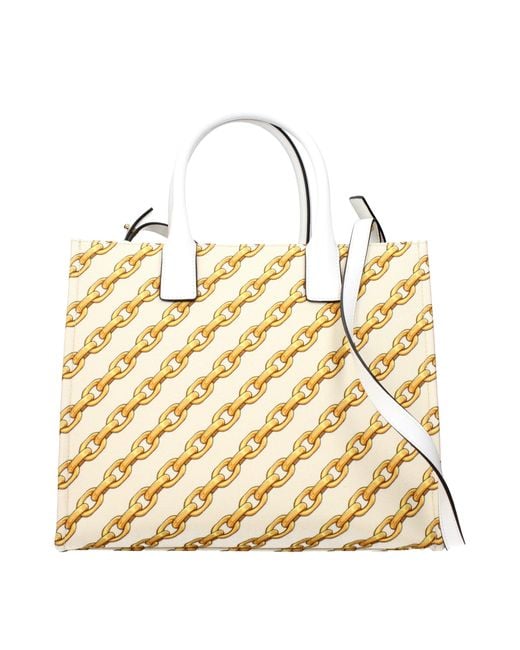 Versace Metallic Beige Fabric Handbag