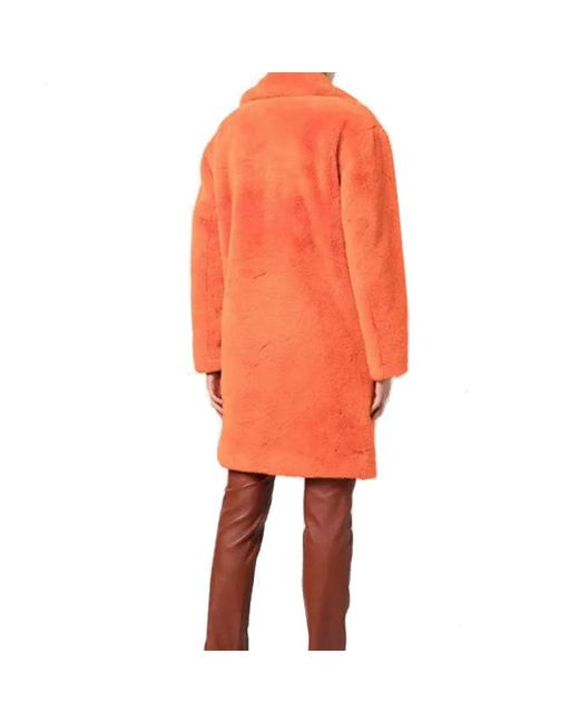 Apparis Orange Faux Fur Coat