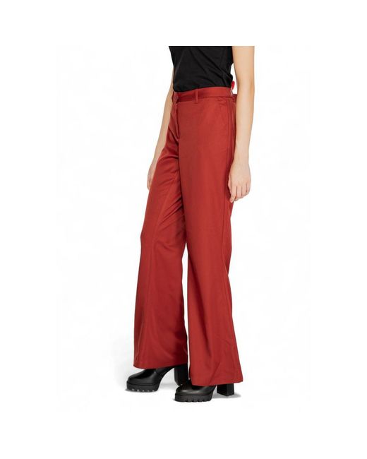 Vero Moda Red Polyester Flared Pants