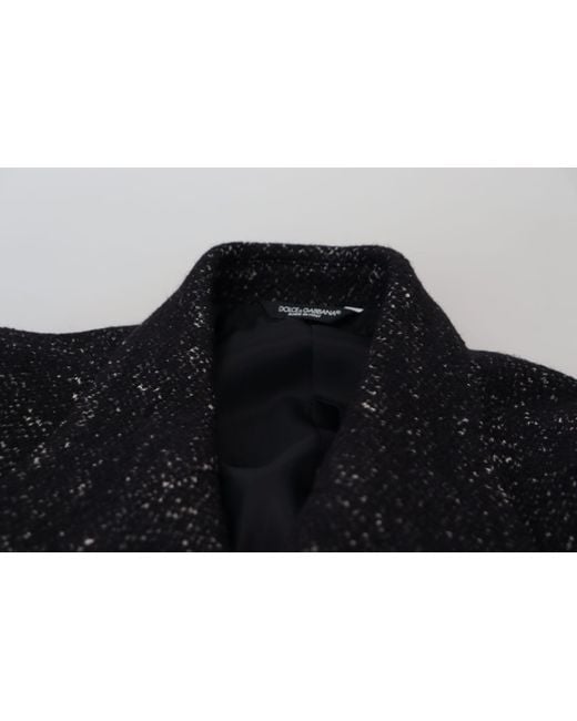 Dolce & Gabbana Black Wool Double Breasted Coatjacket for men