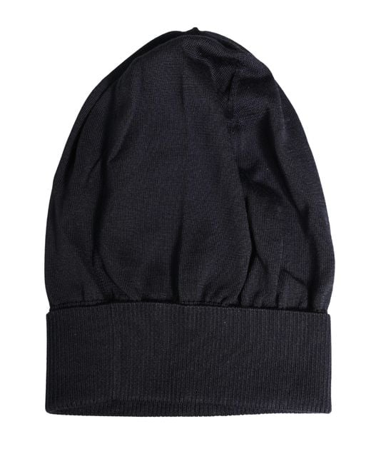 Dolce & Gabbana Blue Solid Wool Knitted Winter Beanie Cap Hat for men