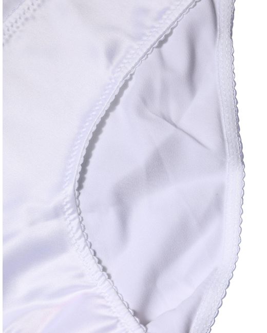 Dolce & Gabbana White Silk Stretch Mid Waist Brief Panty Underwear