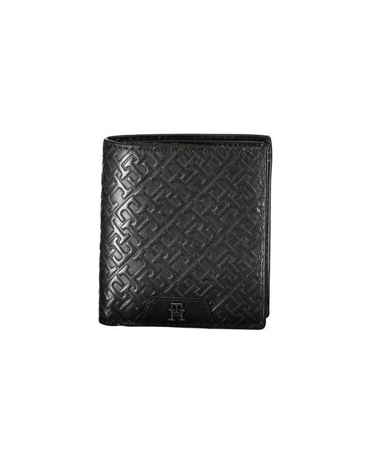 Tommy Hilfiger Black Sleek Leather Dual-Compartment Wallet for men