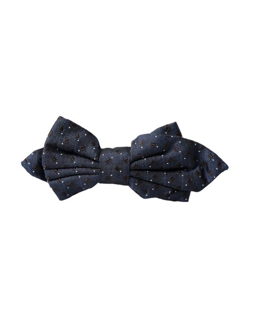 Dolce & Gabbana White Silk Patterned Adjustable Papillon Bow Tie for men