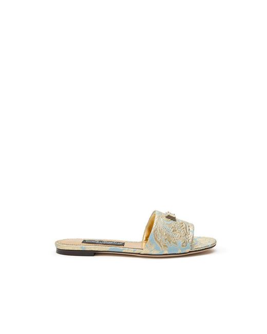 Dolce & Gabbana Natural Blue Polyester Slippers