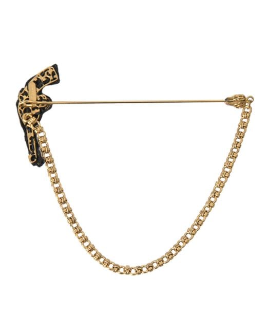 Dolce & Gabbana Natural Brass Copper Silk Revolver Gun Brooch Lapel Pin for men