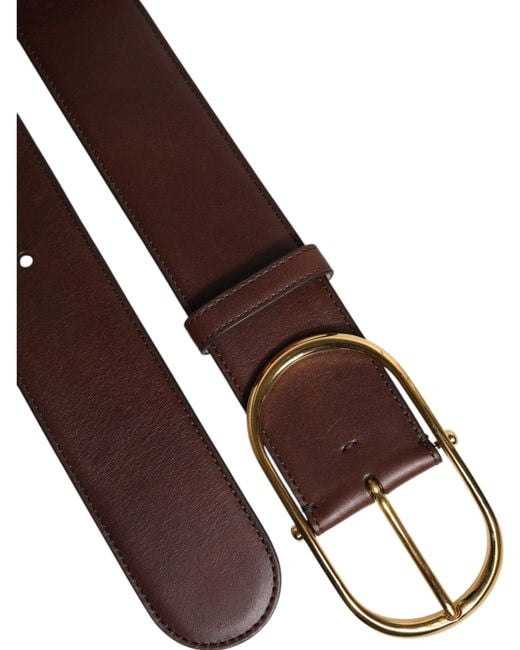 Dolce & Gabbana Brown Leather Waist Metal Buckle Belt for men