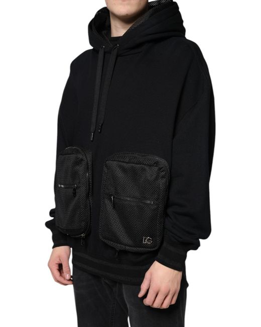 Dolce & Gabbana Black Hooded Pullover Sweatshirt Sweater for men