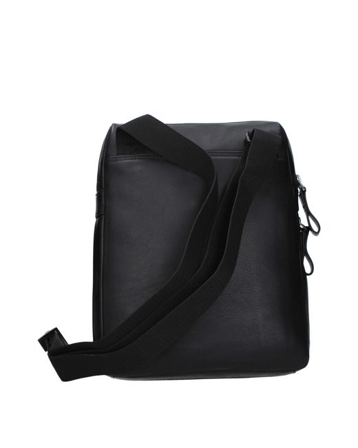 Piquadro Black Leather Crossbody Bag for men