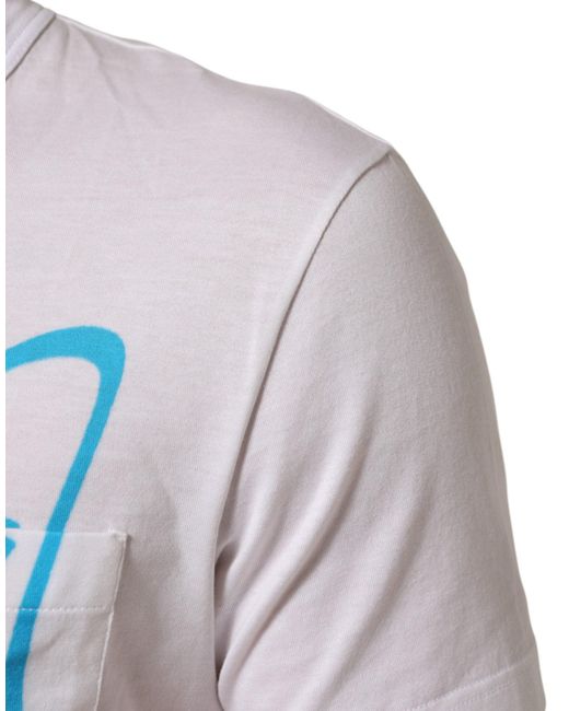 Dolce & Gabbana White Graphic Print Cotton Crew Neck T for men