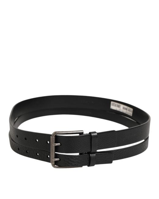 Dolce & Gabbana Black Leather Belt Buckle for men