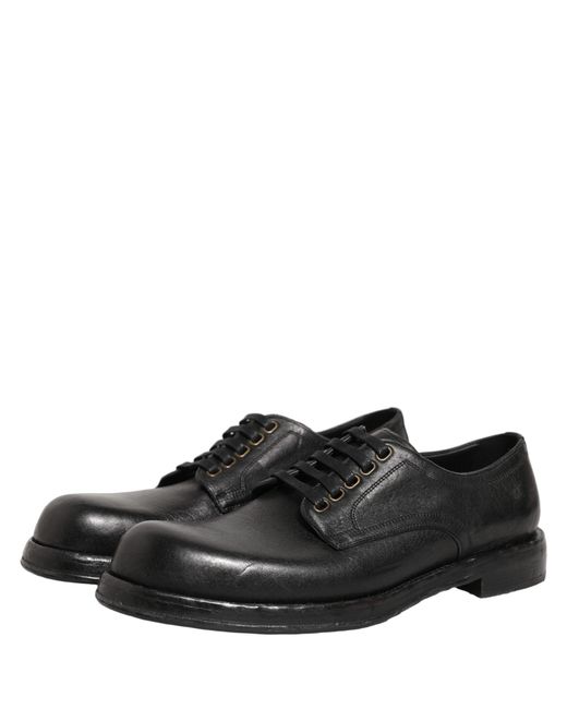 Dolce & Gabbana Black Leather Lace Up Derby Dress Men Shoes for men