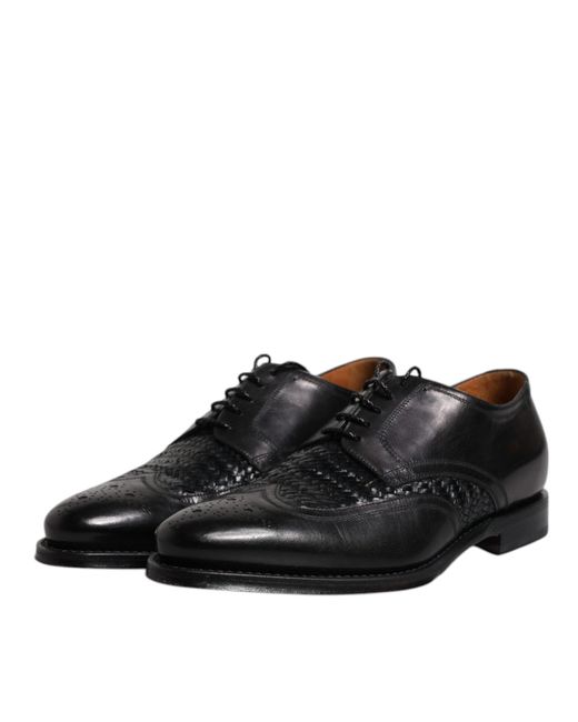 Dolce & Gabbana Black Leather Derby Wingtip Lace Up Formal Dress Shoes for men