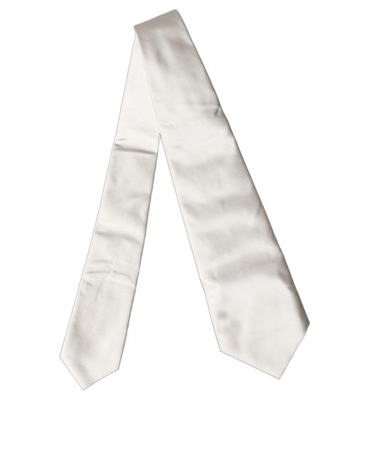 Dolce & Gabbana White Solid Silk Adjustable 'Sd Neckwomen's Tie