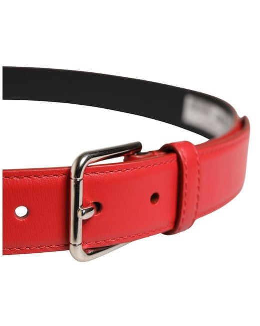Dolce & Gabbana Red Woven Leather Metal Buckle Belt Linen Calf for men