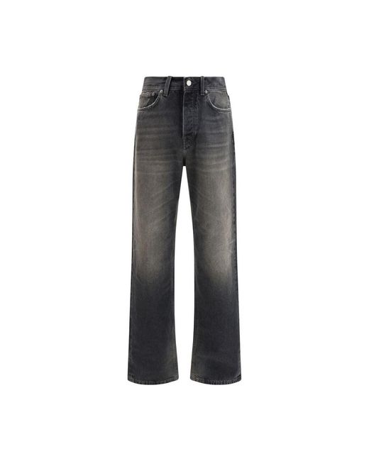 Haikure Gray Black Cotton Relaxed Fit Jeans for men