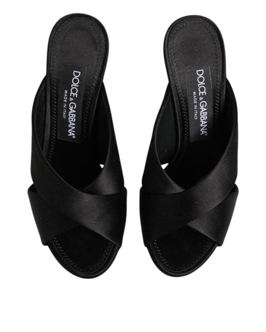 Dolce & Gabbana Black Satin Wedge Sandal