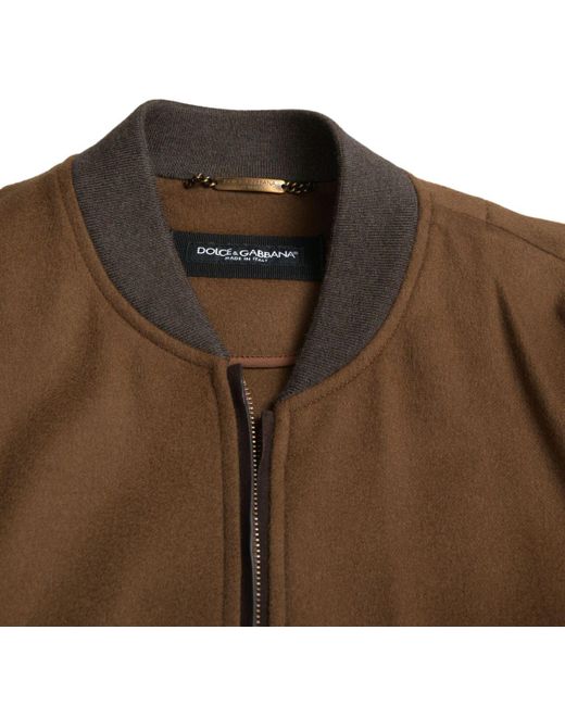 Dolce & Gabbana Brown Cashmere Full Zip Bomberjacket for men