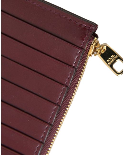 Dolce & Gabbana Purple Leather Card Holder Wallet