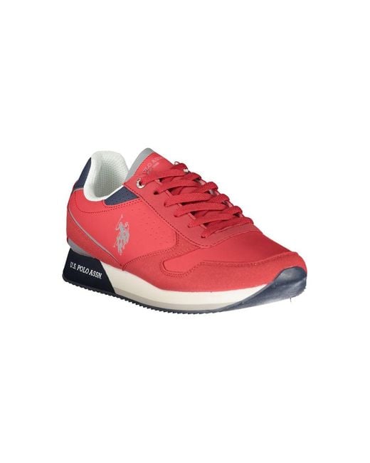 U.S. POLO ASSN. Red Sleek Lace-Up Sneakers With Contrast Details for men