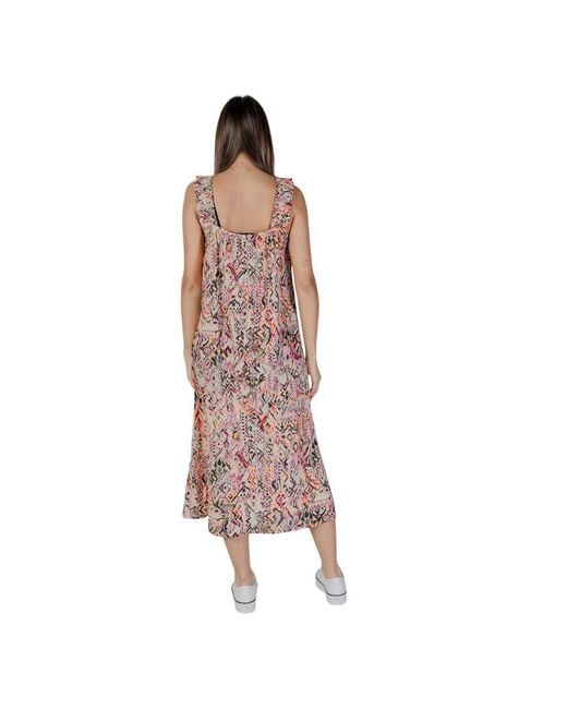 B.Young Brown Multicolor Cotton Long Dress