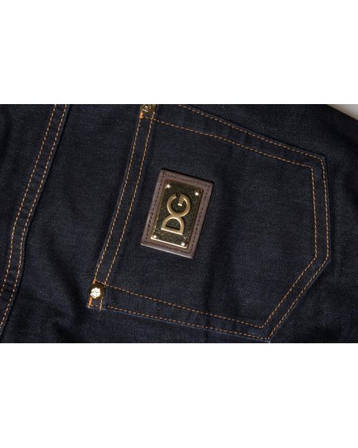 Dolce & Gabbana Black Blue Cotton Pretty Lowwaist Skinny Denim Jeans for men