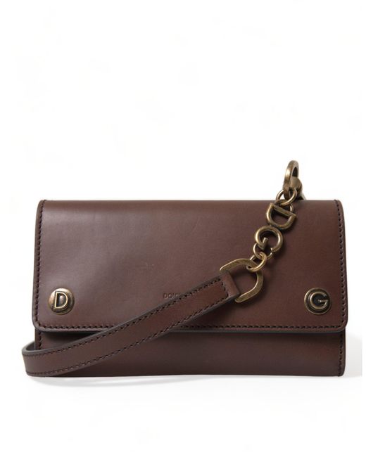 Dolce & Gabbana Elegant Leather Shoulder Bag In Rich Brown for men