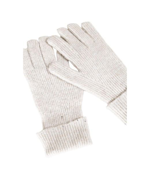 ONLY White Gray Recycled Polyester Gloves