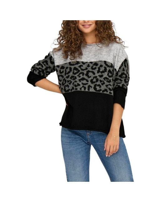 ONLY Black Gray Marabou Sweatshirt