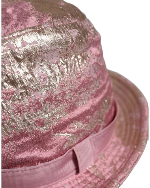 Dolce & Gabbana Pink Metallic Jacquard Pattern Bucket Capello Hat
