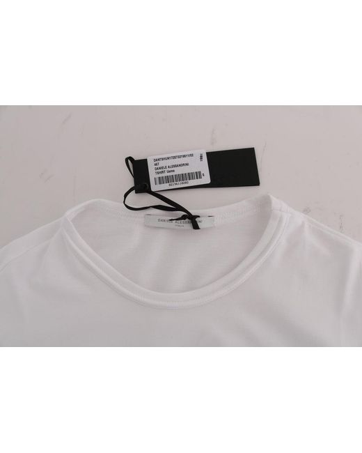Daniele Alessandrini White Cotton Crewneck T-shirt for men