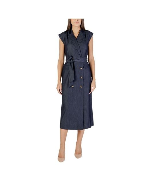 Ichi Blue Polyester Long Dress