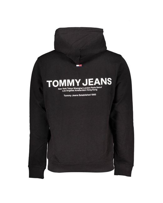 Tommy Hilfiger Black Elegant Hooded Sweatshirt With Logo Print for men