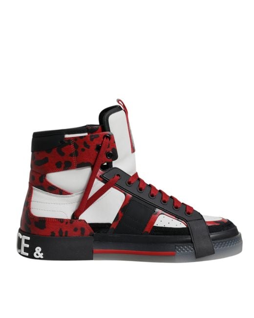 Dolce & Gabbana Multicolor Leather High Top Sneakers Shoes for men
