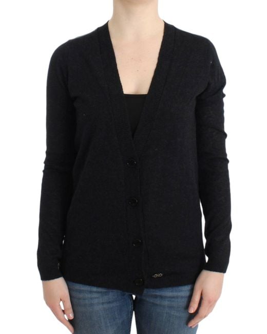 CoSTUME NATIONAL Black Gray Wool Alpaca Cardigan