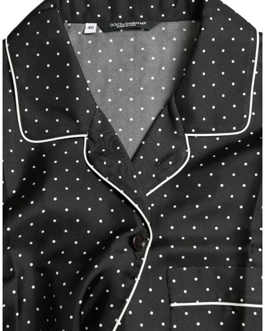 Dolce & Gabbana Black Polka Dot Silk Long Sleeve Shirt for men