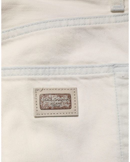 Dolce & Gabbana Gray White Cotton Skinny Denim Trouser Men Jeans for men