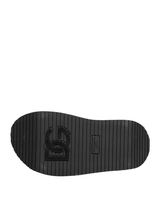 Dolce & Gabbana Gray Leather Monogram Logo Sandals Shoes for men