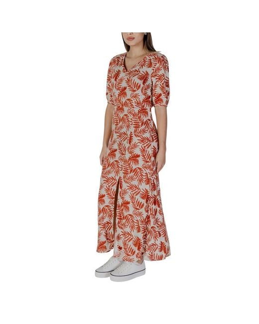B.Young Red Viscose Long Dress