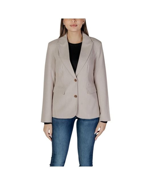 ONLY Gray Beige Recycled Polyester Suits & Blazer