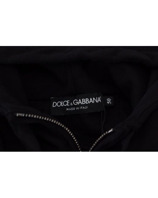 Dolce & Gabbana Black Nylon Hooded Full Zip Coat Jacket for men