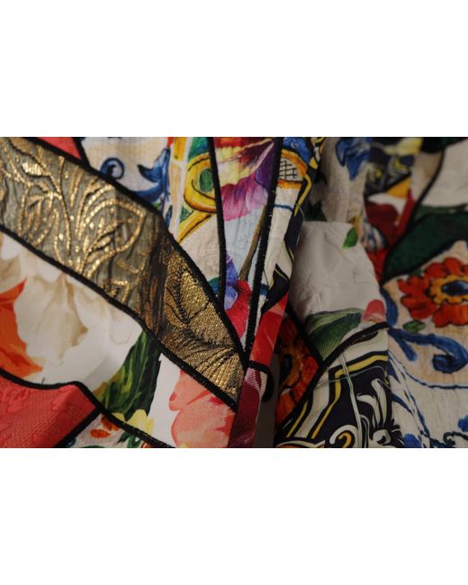 Dolce & Gabbana Black Multicolor Patchwork Jacquard High Waist Pants