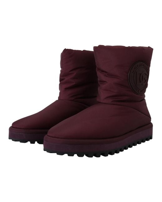 Dolce & Gabbana Brown Elegant Bordeaux Mid Calf Boots for men