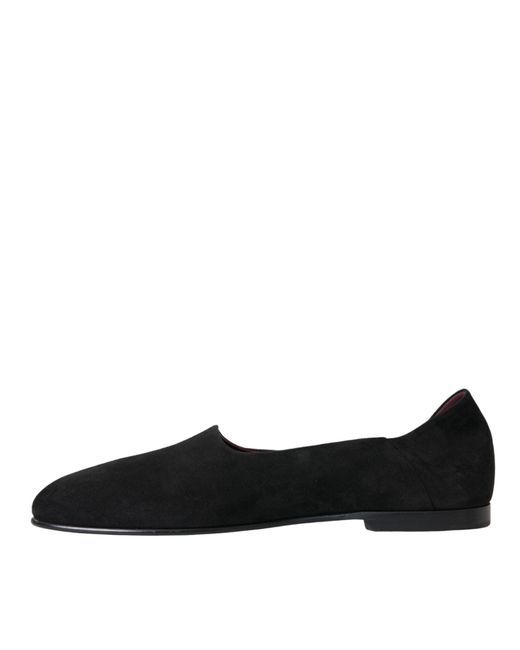 Dolce & Gabbana Black Suede Loafers Formal Dress Slip On Shoes for men